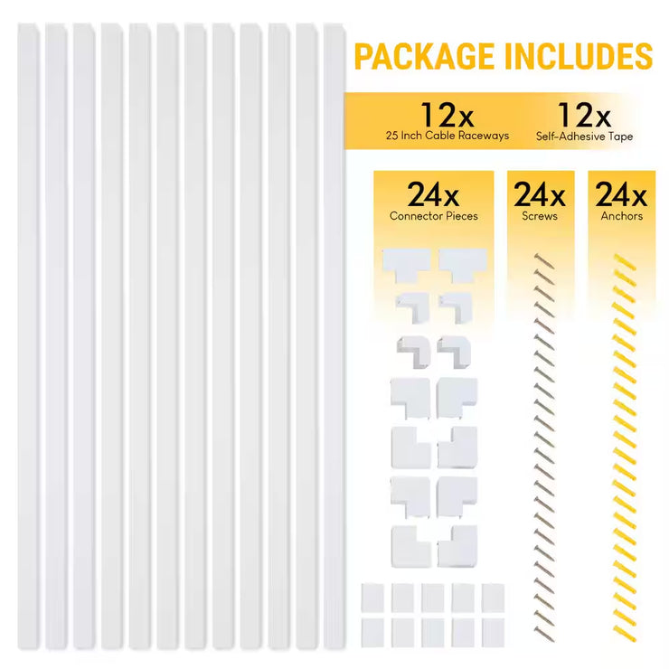 Complete Cable Concealer Management Kit in White (2-Pack)