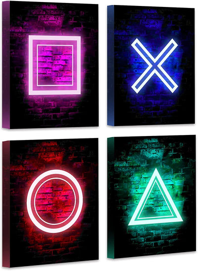 Gamer Room Decor for Boys - Gaming Wall Art - FRAMED 8"X10" - PRINTED Neon Gaming Room Decor - Posters for Boys Room - Video Game Decor - Gaming Wall Decor