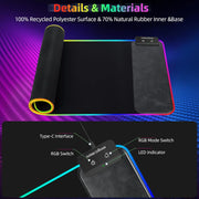Mouse Pad with Wireless Charging, 15W RGB Gaming Mousepad with 9 Light, LED Large Desk Mat with Waterproof Non-Slip Rubber Base