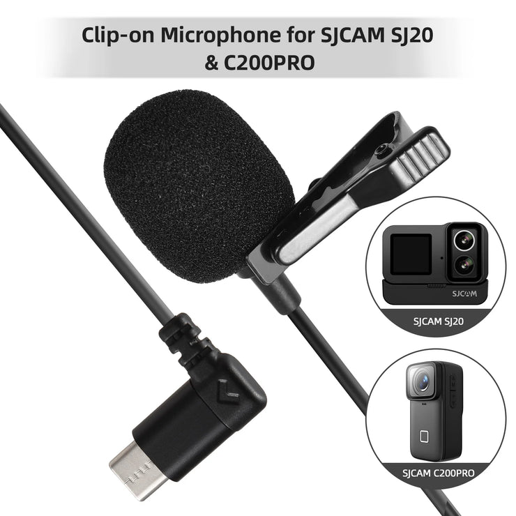SJCAM Sports Camera Clip-On Microphone Lapel Mic Plug-And Play Pickup Noise Reduction External Microphone for SJCAM SJ20/C200PRO