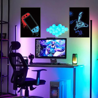 Video Game Room Decor Posters for Guys Room, 18X12 Inch Teen Boys Gamer Room Wall Decor Aesthetic Posters, Mens Gaming Bedroom Decor Posters, 6PCS Neon Video Game Wall Art