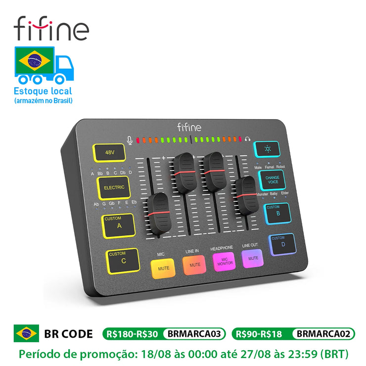 USB Gaming Mixer with XLR Microphone Interface,48V Phantom Power,Rgb, Sound Card for Podcasting Streaming Ampligame SC3