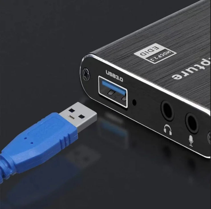 4K Hdmi-Compatible Video Capture Card with USB, Full HD 1080P for Game Recording, Black Game Capture Device