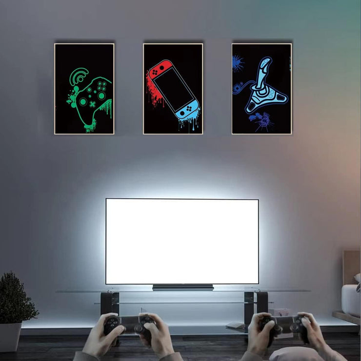 Video Game Room Decor Posters for Guys Room, 18X12 Inch Teen Boys Gamer Room Wall Decor Aesthetic Posters, Mens Gaming Bedroom Decor Posters, 6PCS Neon Video Game Wall Art
