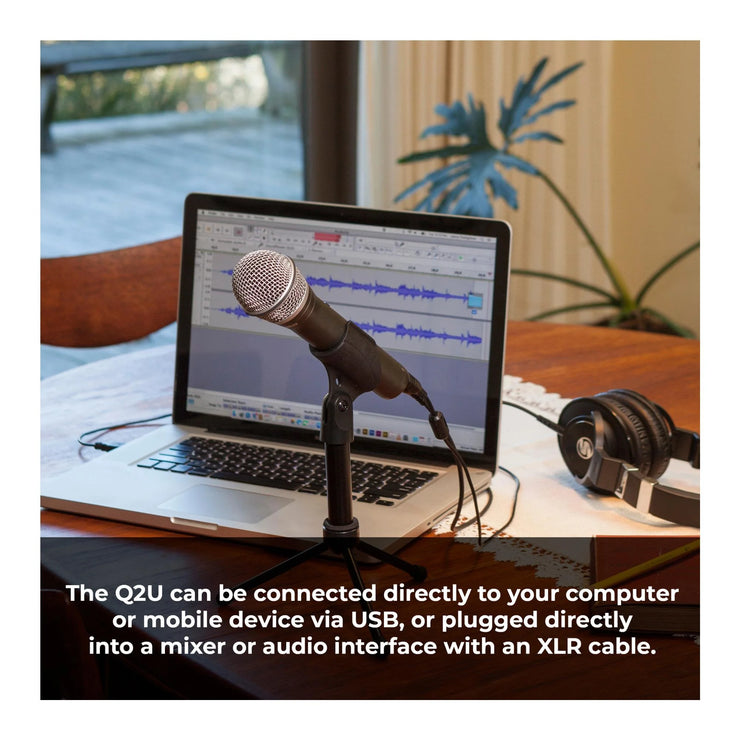 Q2U Handheld Dynamic USB Microphone Recording and Podcasting Pack (Black)
