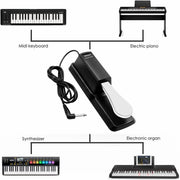 Sustain Pedal with Polarity Switch for MIDI Keyboard Synth Digital Pianos Electronic Drum Electric Piano
