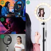 10" RGB Ring Light with 63" Tripod Stand and Cellphone Holder Dimmable