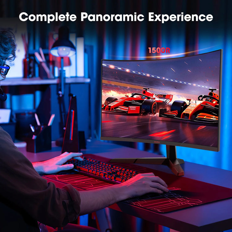 27 Inch 2K QHD Gaming Monitor, 180Hz Curved Computer Monitor, 1Ms Adaptive-Sync, Hdmi/Displayport, 27E6QCA