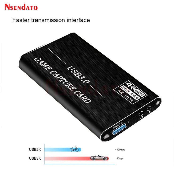 4K 60Hz HDMI USB 3.0 Video Capture HDMI to USB3.0 Video Capture Dongle Card Game Live Streaming Recording with Audio Mic Input