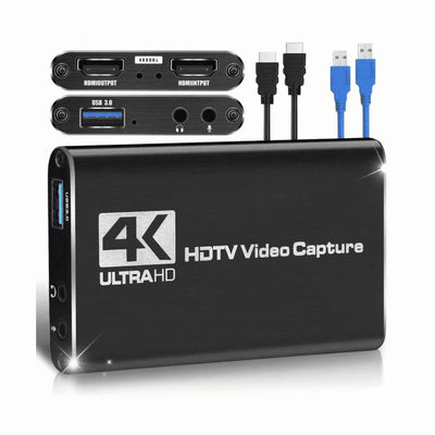 4K Hdmi-Compatible Video Capture Card with USB, Full HD 1080P for Game Recording, Black Game Capture Device