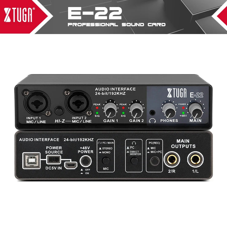 Audio Interface Sound Card Monitor for Guitar Live Recording Professional Sound Card Studio Singing Livestreaming Console