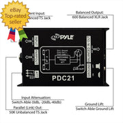 Premium Direct Injection Audio Box - 2.36" X 4.09" Passive DI Unit Hum Eliminato