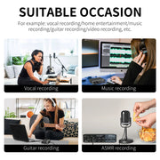 Audio Interface Sound Card Monitor for Guitar Live Recording Professional Sound Card Studio Singing Livestreaming Console