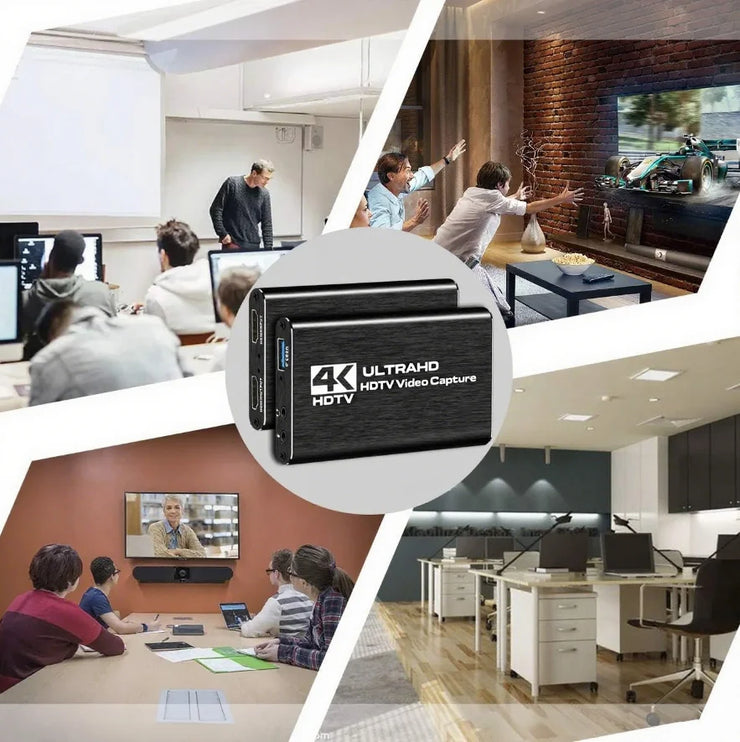 4K Hdmi-Compatible Video Capture Card with USB, Full HD 1080P for Game Recording, Black Game Capture Device