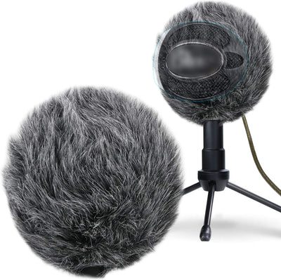 Furry Windscreen Muff - Customized Pop Filter for Microphone, Deadcat Windshield Wind Cover for Improve Blue Snowball Ice Mic Audio Quality (Grey)