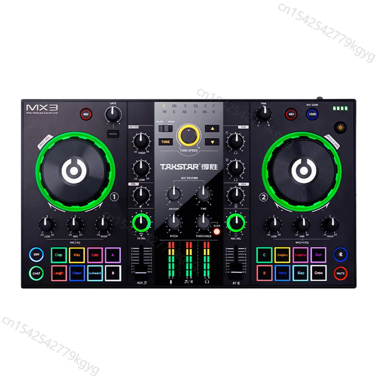 Takstar MX3 Mixer Webcast Sound Card Mixing Console Podcast Studio for Karaoke Webcast Recording Live Streaming Guitar PC