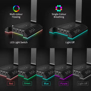 W1 Gaming Headset Stand with 7.1 Surround/2 USB and 3.5Mm Ports RGB Headphones Holder for Gamer Gaming PC Accessories Desk