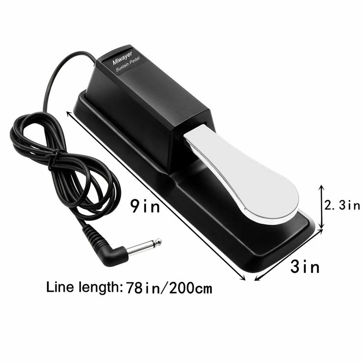Sustain Pedal with Polarity Switch for MIDI Keyboard Synth Digital Pianos Electronic Drum Electric Piano