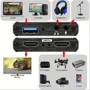 4K Hdmi-Compatible Video Capture Card with USB, Full HD 1080P for Game Recording, Black Game Capture Device