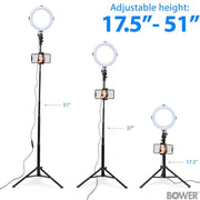 8” Selfie Ring Light Studio with Tripod Stand and Phone Holder – 8” LED Ring Light, 51” Extendable Tripod, 360º Tripod Ball Head, 3 White Modes, 10 Bright Levels, Wireless Remote