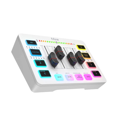 USB Gaming Mixer with XLR Microphone Interface,48V Phantom Power,Rgb, Sound Card for Podcasting Streaming Ampligame SC3