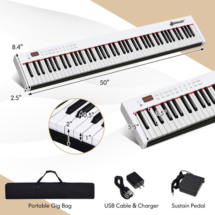 88-Key Portable Full-Size Semi-Weighted Digital Piano Keyboard