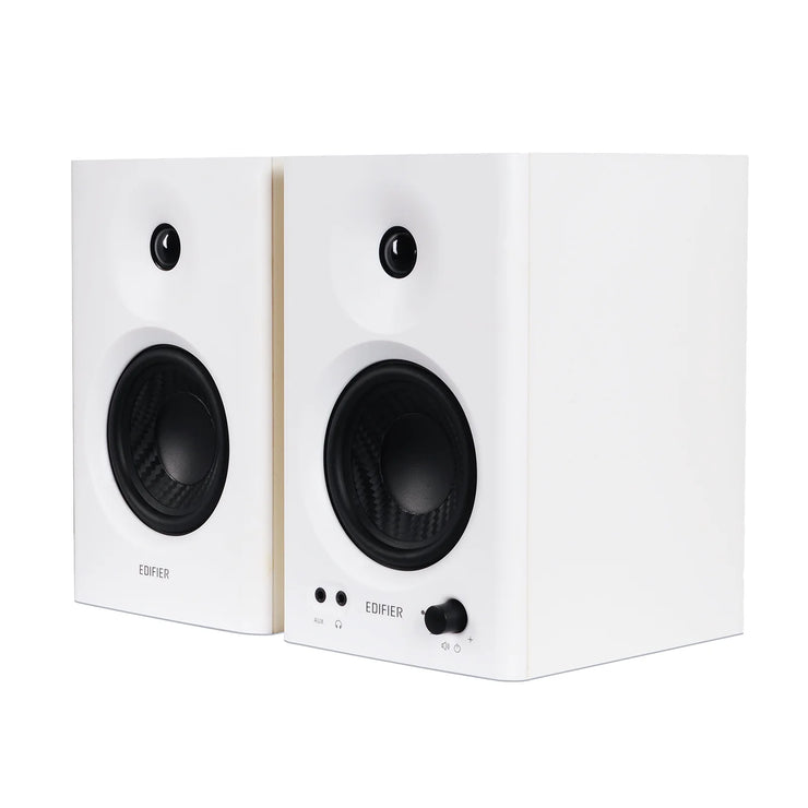 MR4 Powered Studio Monitor Speakers, 4" Active Near-Field Monitor Speaker - White (Pair)