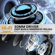 Monitor Headphones 50MM Drivers over Ear Studio Lightweight Foldable Headphones for Smartphone Computer Podcast