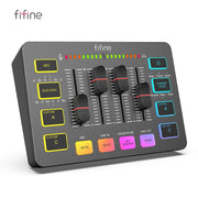 USB Gaming Mixer with XLR Microphone Interface,48V Phantom Power,Rgb, Sound Card for Podcasting Streaming Ampligame SC3