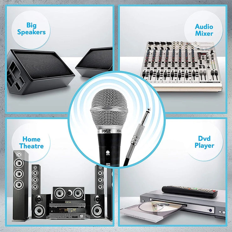 Pyle PDMICKT34 Dynamic Professional Dynamic 3 Handheld Microphones Kit, Black