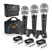 Pyle PDMICKT34 Dynamic Professional Dynamic 3 Handheld Microphones Kit, Black
