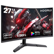 27 Inch 2K QHD Gaming Monitor, 180Hz Curved Computer Monitor, 1Ms Adaptive-Sync, Hdmi/Displayport, 27E6QCA