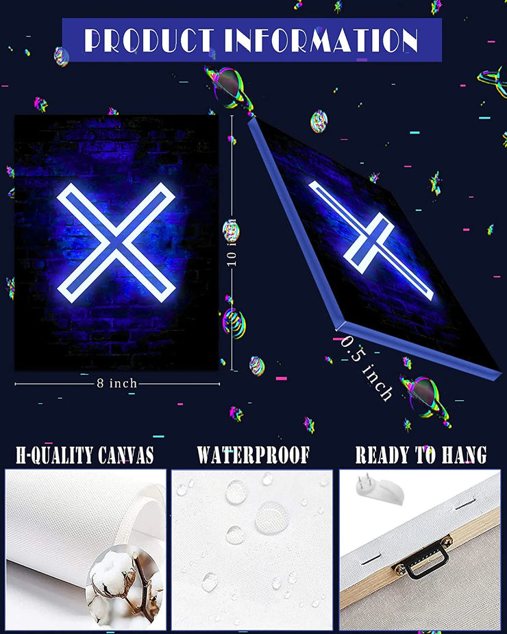 Gamer Room Decor for Boys - Gaming Wall Art - FRAMED 8"X10" - PRINTED Neon Gaming Room Decor - Posters for Boys Room - Video Game Decor - Gaming Wall Decor