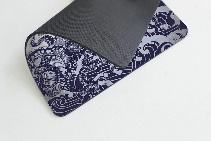 Mouse Pad Personalized Octopus,Customized Rectangle Non-Slip Rubber,Sail Boat Waves and Octopus Old Look Gaming Mouse Pad
