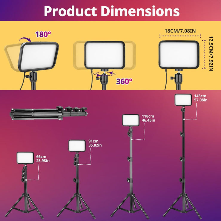 RGB Photography Video Lighting, Studio Lights with Adjustable Tripod Stand - 16