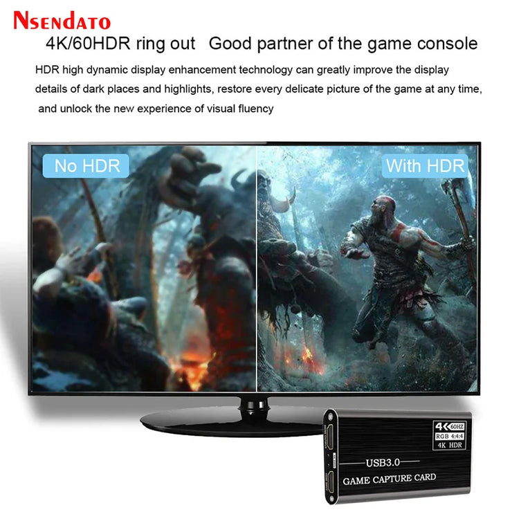 4K 60Hz HDMI USB 3.0 Video Capture HDMI to USB3.0 Video Capture Dongle Card Game Live Streaming Recording with Audio Mic Input