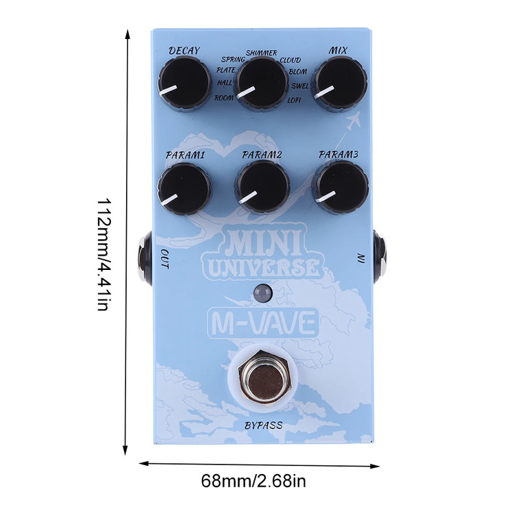 Mini Pedal Pure Analog Processor 9 Reverb Tones Electric Guitar Reverb Effects Pedal for Electric Bass Music Instrument