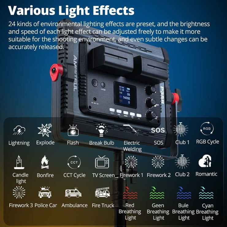 AMBITFUL P35R RGB Video Lighting,Rgb LED Video Light with APP Control,Photog