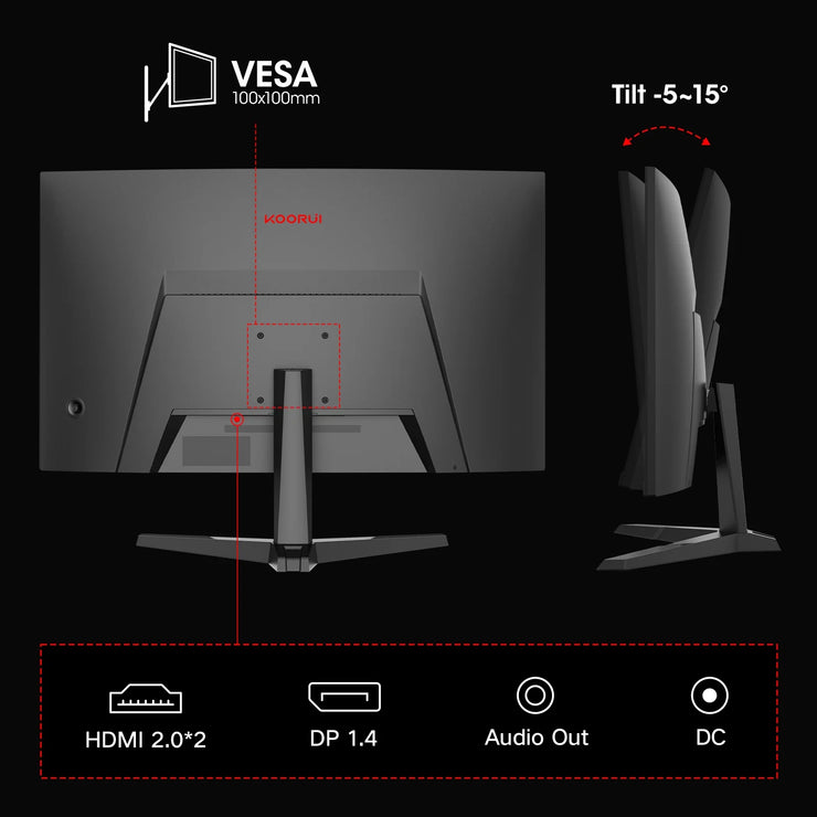 27 Inch 2K QHD Gaming Monitor, 180Hz Curved Computer Monitor, 1Ms Adaptive-Sync, Hdmi/Displayport, 27E6QCA