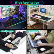 Mouse Pad with Wireless Charging, 15W RGB Gaming Mousepad with 9 Light, LED Large Desk Mat with Waterproof Non-Slip Rubber Base