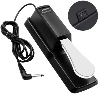 Sustain Pedal with Polarity Switch for MIDI Keyboard Synth Digital Pianos Electronic Drum Electric Piano