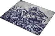 Mouse Pad Personalized Octopus,Customized Rectangle Non-Slip Rubber,Sail Boat Waves and Octopus Old Look Gaming Mouse Pad