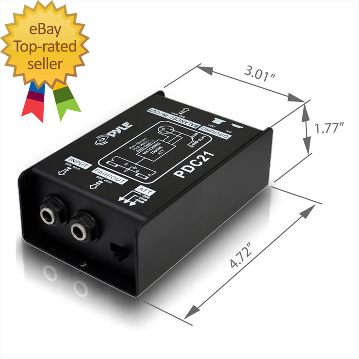 Premium Direct Injection Audio Box - 2.36" X 4.09" Passive DI Unit Hum Eliminato