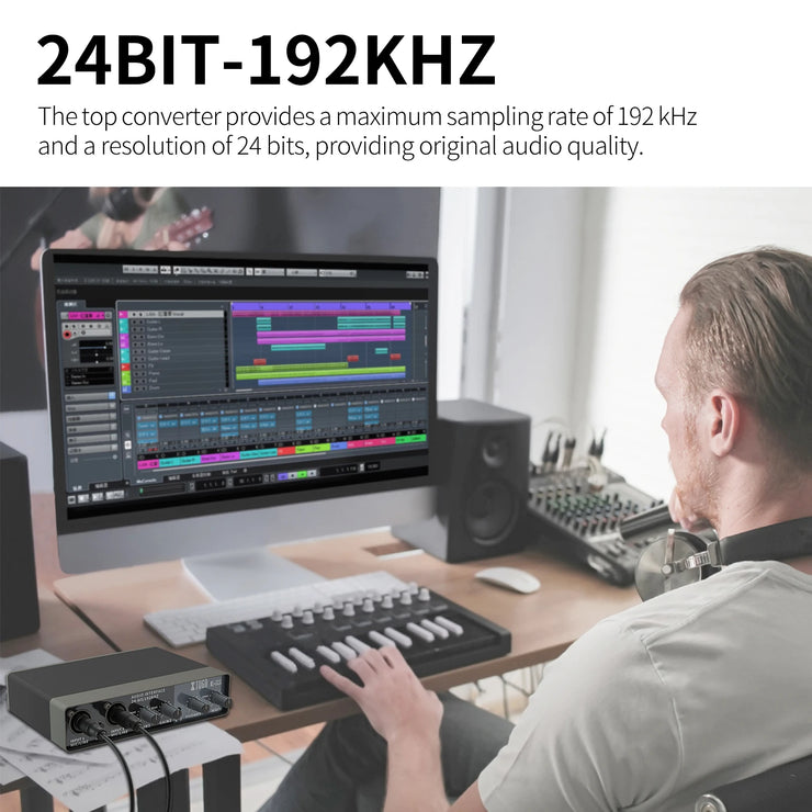 Audio Interface Sound Card Monitor for Guitar Live Recording Professional Sound Card Studio Singing Livestreaming Console