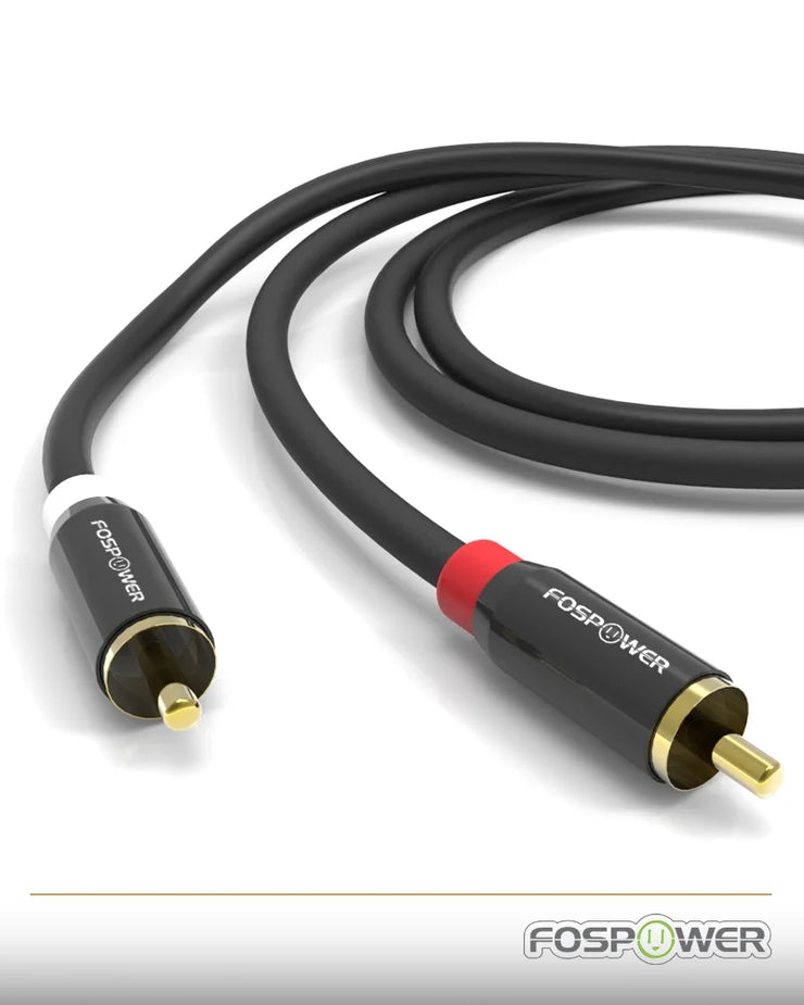 (3 Feet) 2 RCA M/M Stereo Audio Cable [24K Gold Plated | Copper Core] 2RCA Male to 2RCA Male [Left/Right] Premium Sound Quality Plug