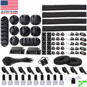 173 Pcs. Cable Management Kit Wire/Cord Organizer Zip Ties Holder Clips Adhesive