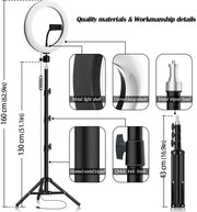 10" RGB Ring Light with 63" Tripod Stand and Cellphone Holder Dimmable
