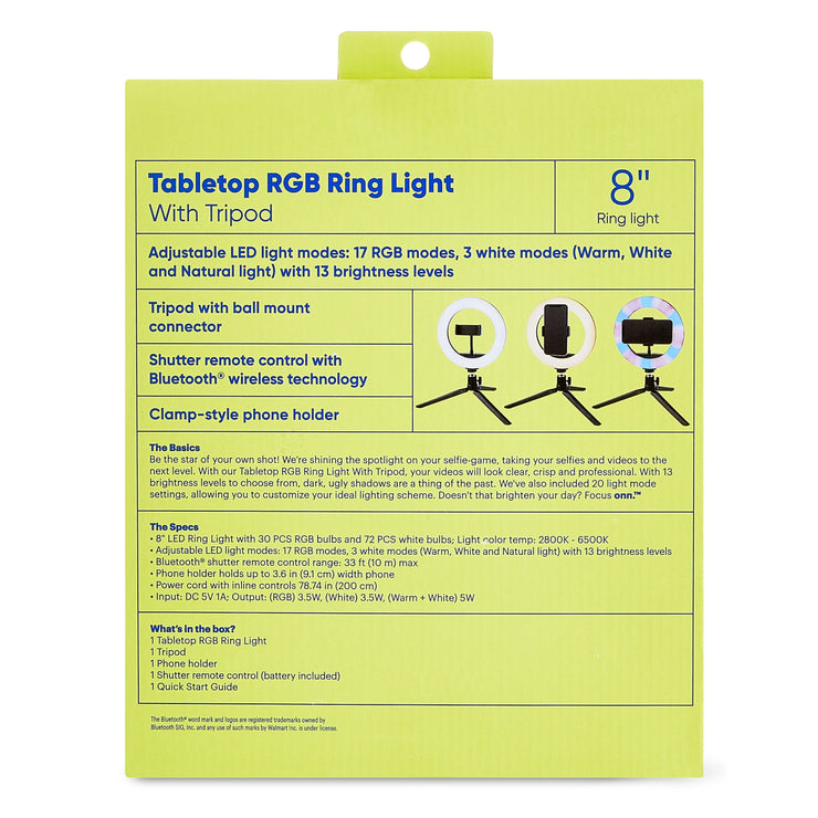 8" Tabletop RGB Ring Light with Tripod